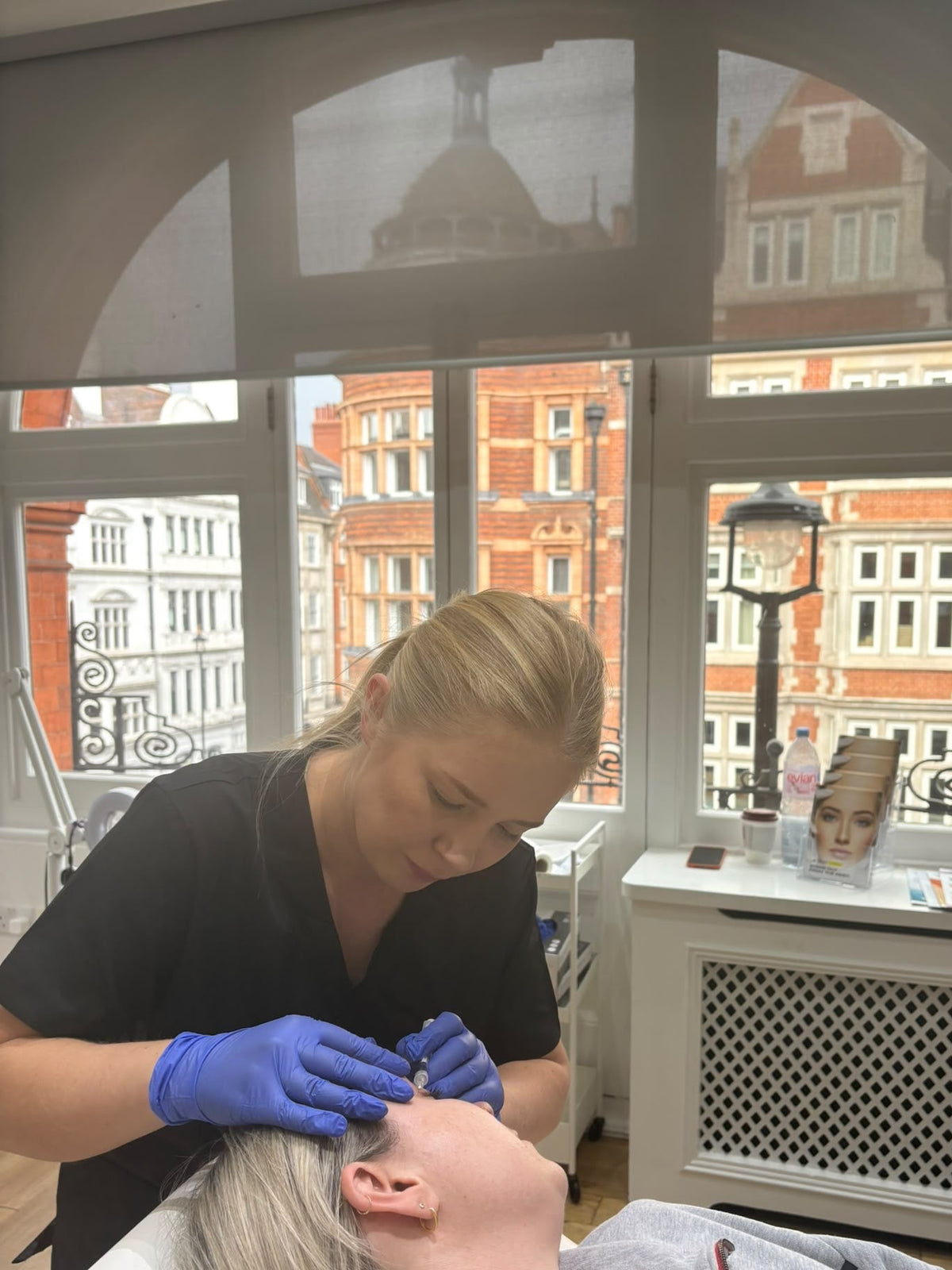 Close-up of advanced needling and peel combination treatment during Level 5 aesthetics practical class
